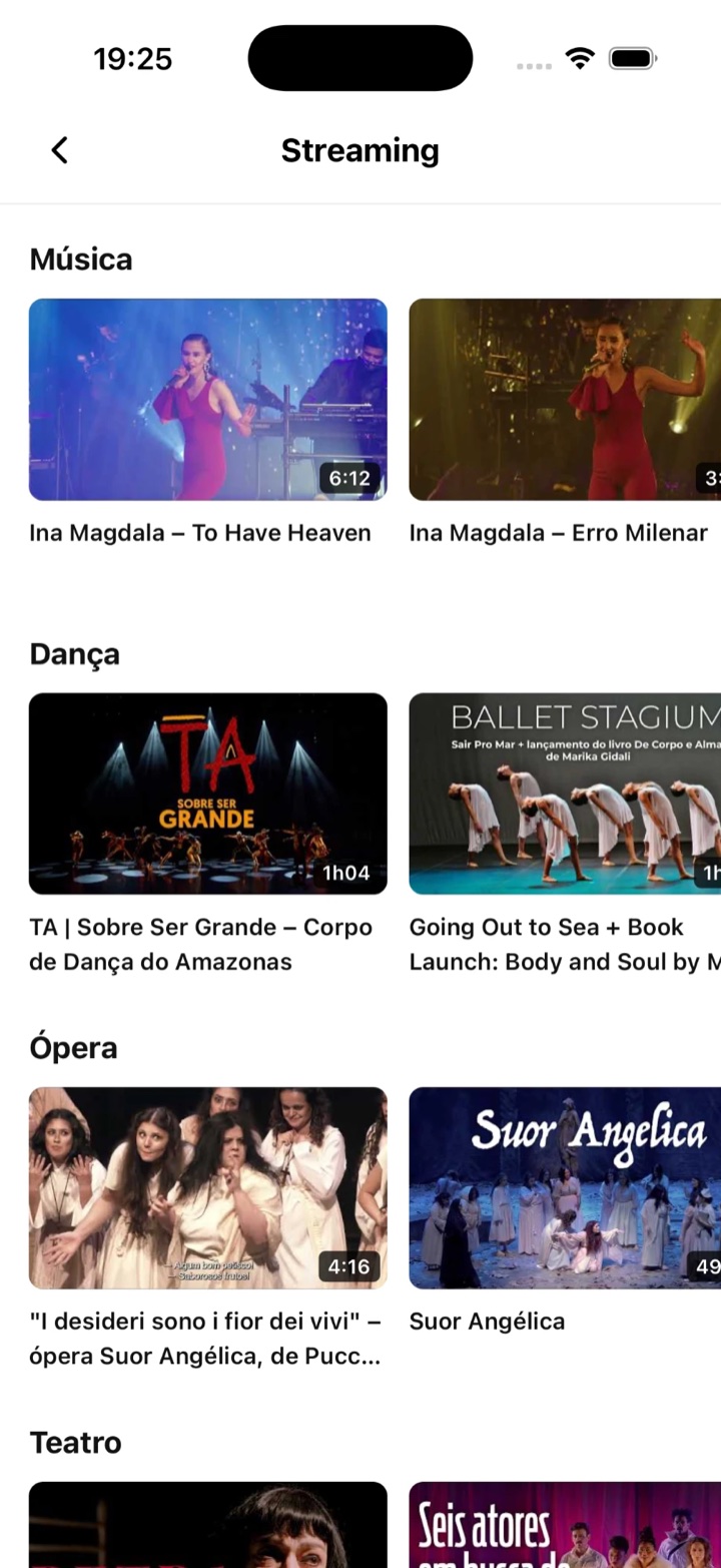 Streaming de espetáculos